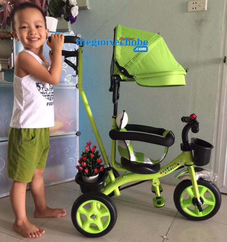 Xe 3 bánh trẻ em 6666 màu xanh cốm