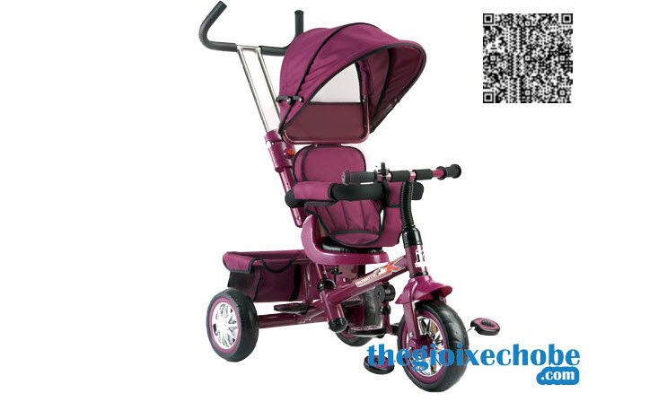 Xe ba bánh trẻ em B32-2 có mái che - cần đẩy màu tím