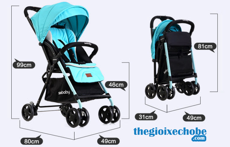 Kích thước xe đẩy cho bé Seebaby T04