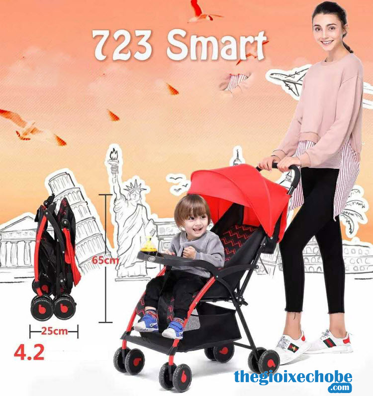 Xe đẩy cho bé Baobaohao 723 màu đỏ rực rỡ