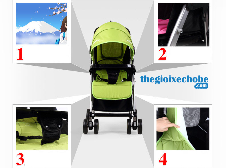 Xe đẩy trẻ em Seebaby T05 các chi tiết xe