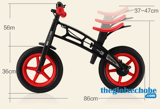 Kích thước xe thăng bằng cho bé 809 