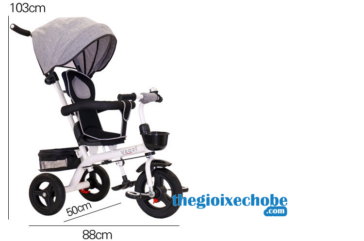 Kích thước xe đạp 3 bánh trẻ em 313 màu ghi