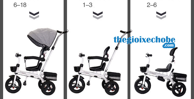 Xe đạp ba bánh trẻ em 313 có thể tháo rời các bộ phận khi bé lớn
