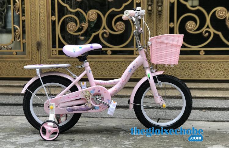 Xe đạp nàng tiên cá cho bé gái-158 màu hồng