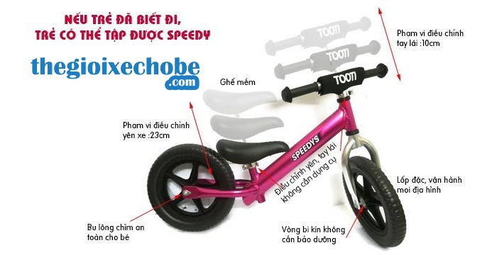 Các chi tiết của xe thăng bằng trẻ em Speedy S Các chi tiết của xe thăng bằng trẻ em Speedy S
