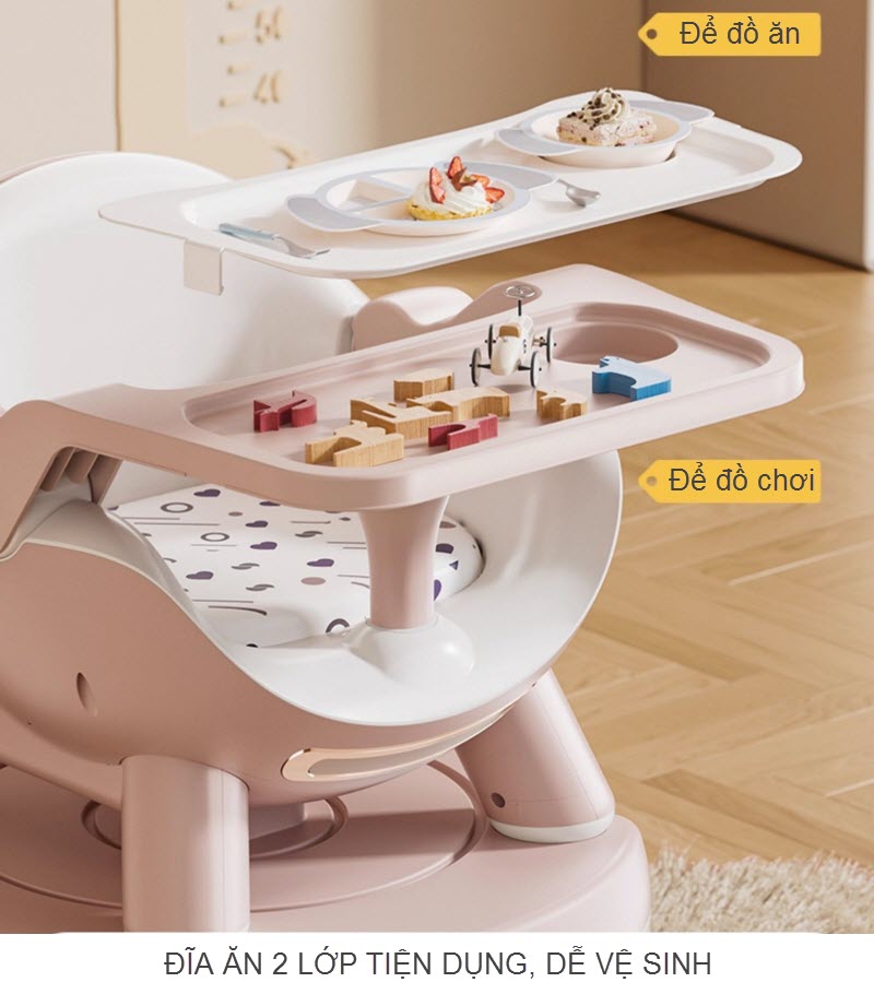 Ghế ăn dặm đa năng 3 in 1 cao cấp 616 cho bé 6-48 tháng