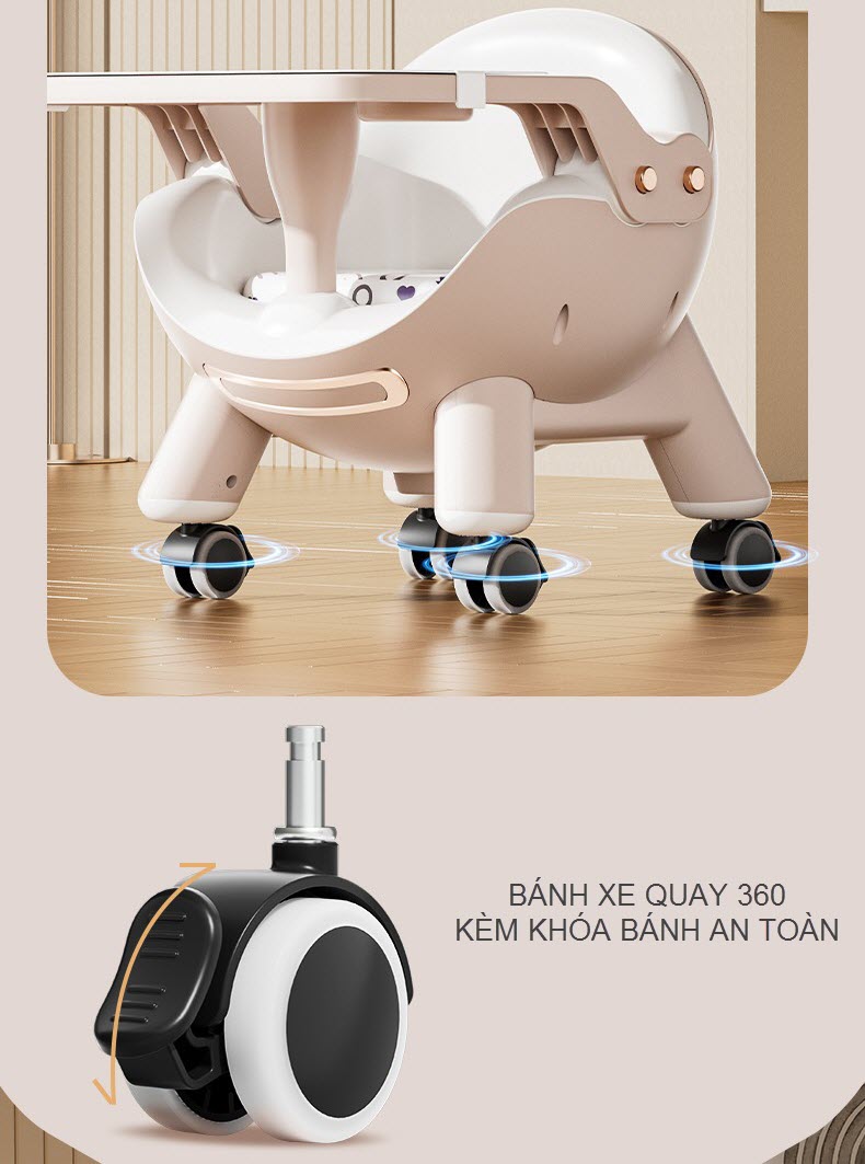 Ghế ăn dặm đa năng 3 in 1 cao cấp 616 cho bé 6-48 tháng