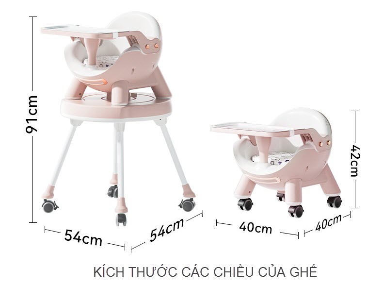Ghế ăn dặm đa năng 3 in 1 cao cấp 616 cho bé 6-48 tháng