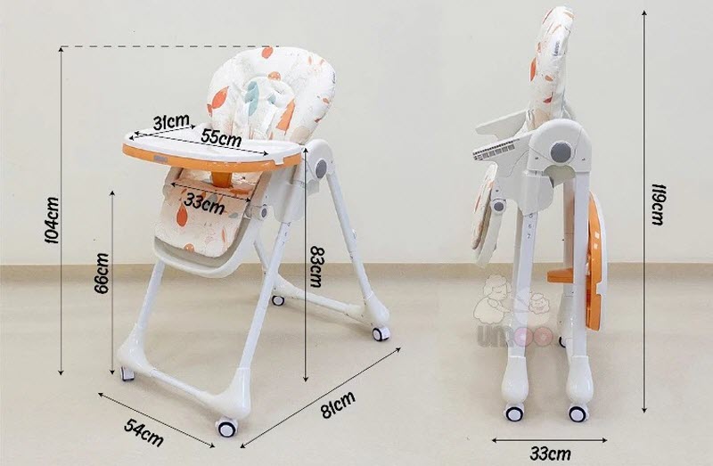 Ghế ăn dặm cao cấp gập gọn, ngả được Umoo 05171