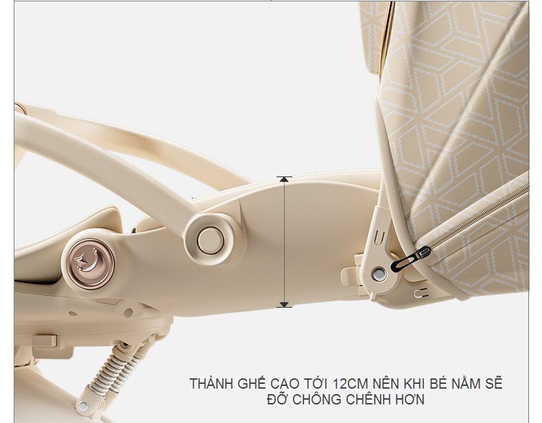 Xe đẩy Kaijieshi Q10 cao cấp, vừa nằm vừa ngồi cho bé sơ sinh - 6 tuổi