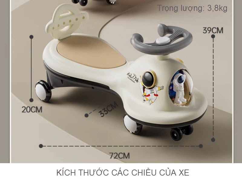 Xe lắc phi hành gia có đèn nhạc cho bé