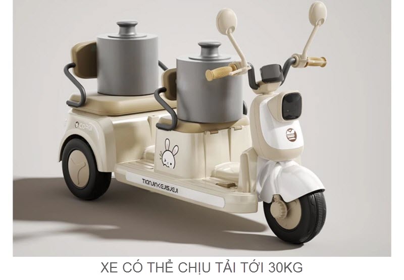 Xe máy điện trẻ em 2 chỗ ngồi cỡ lớn cho bé 2-8 tuổi
