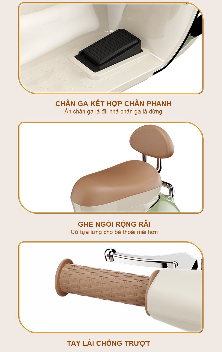 Xe máy điện trẻ em Vespa 618 cho bé 2-5 tuổi