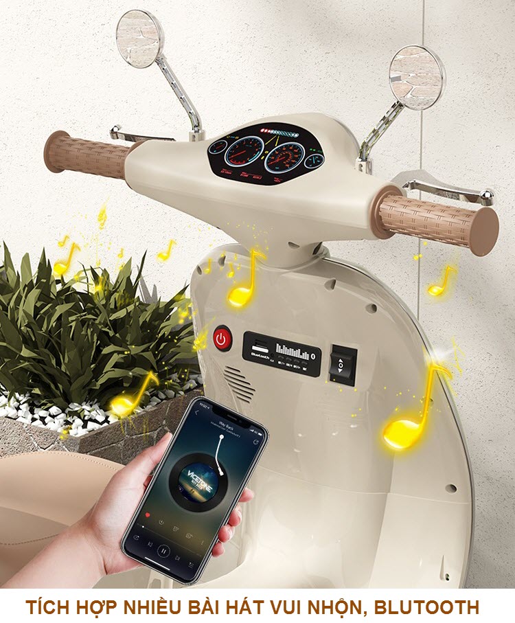 Xe máy điện trẻ em Vespa 618 cho bé 2-5 tuổi