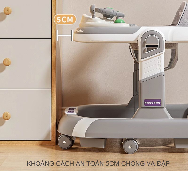 Xe tập đi chữ U cao cấp 611 có cần đẩy cho bé 6-18 tháng