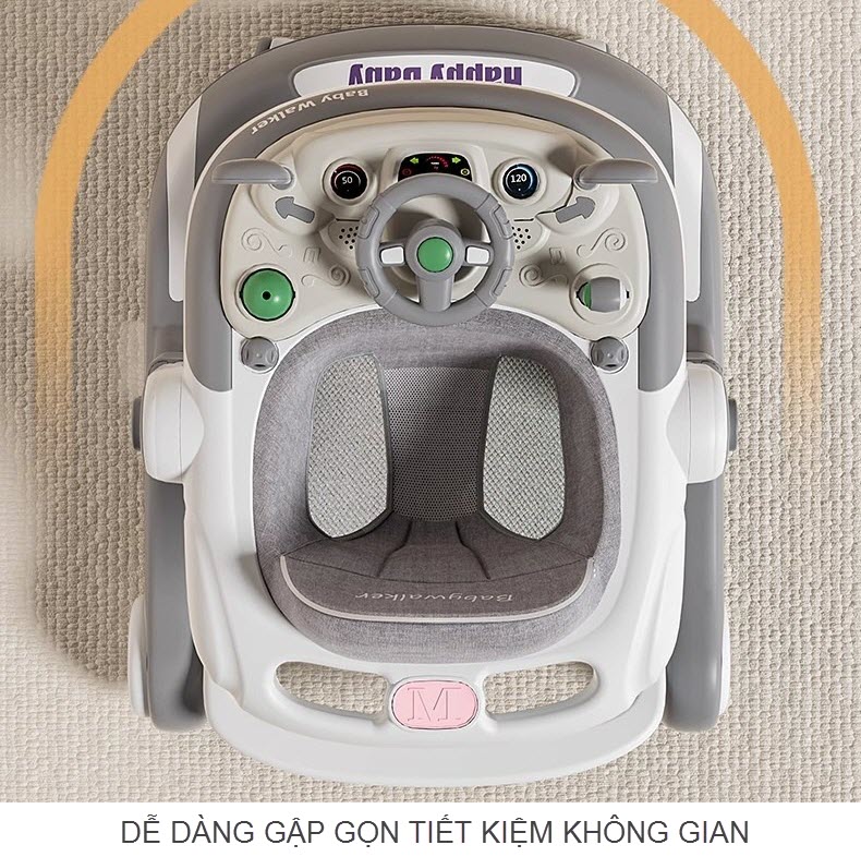 Xe tập đi chữ U cao cấp 611 có cần đẩy cho bé 6-18 tháng
