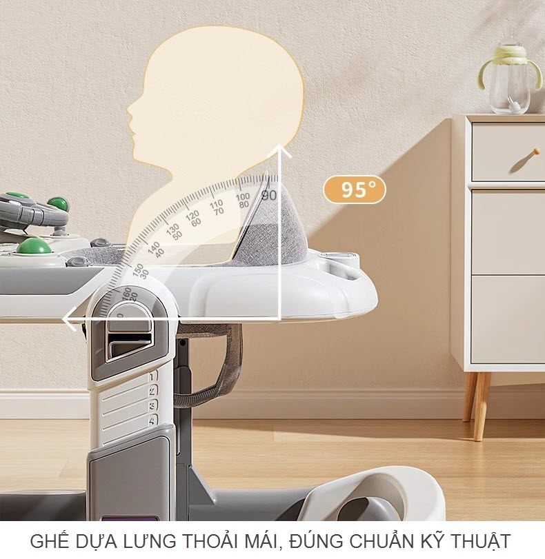 Xe tập đi chữ U cao cấp 611 có cần đẩy cho bé 6-18 tháng