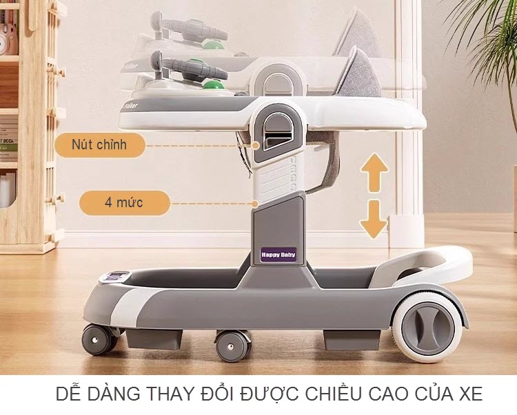 Xe tập đi chữ U cao cấp 611 có cần đẩy cho bé 6-18 tháng