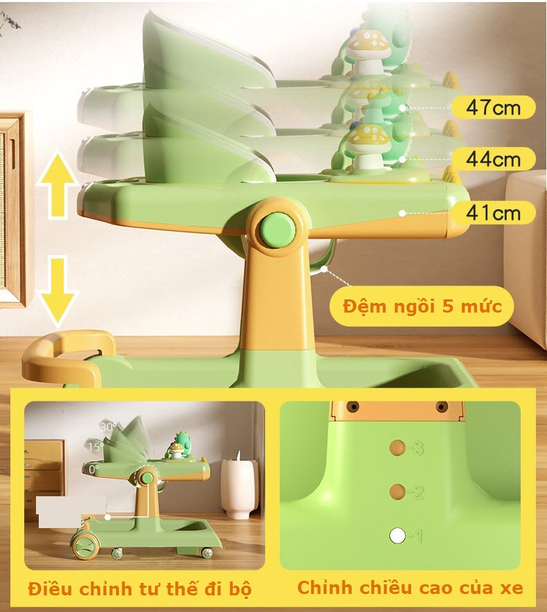 Xe tập đi chữ u cho bé 6-18 tháng Dinosaur