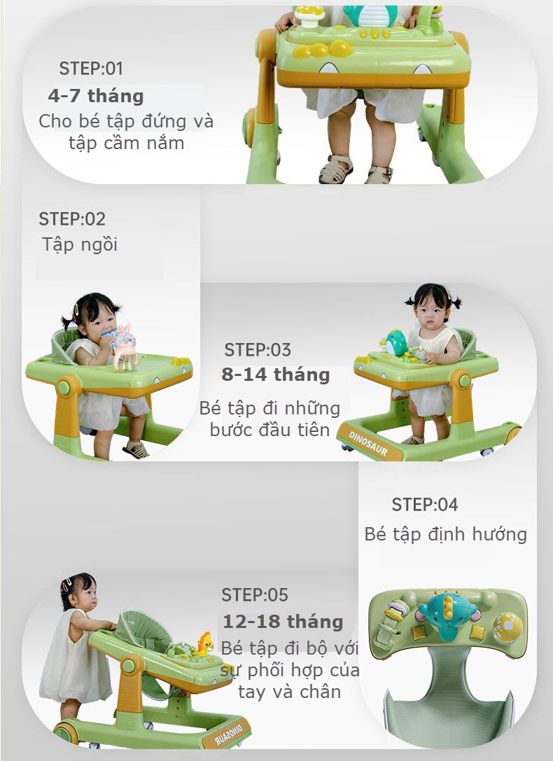 Xe tập đi chữ u cho bé 6-18 tháng Dinosaur