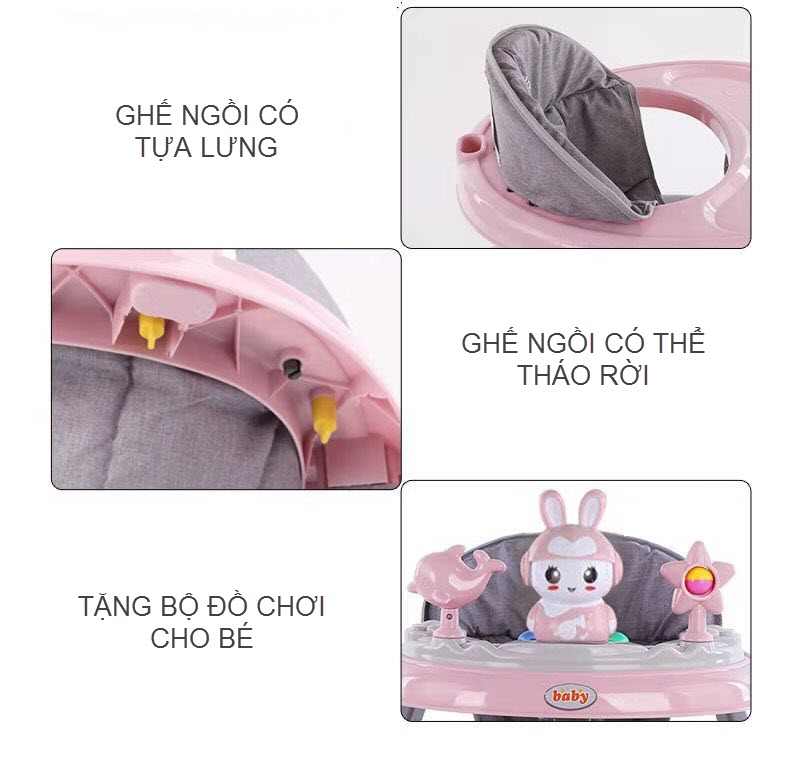 Xe tròn tập đi gập gọn 501 cho bé 6-18 tháng
