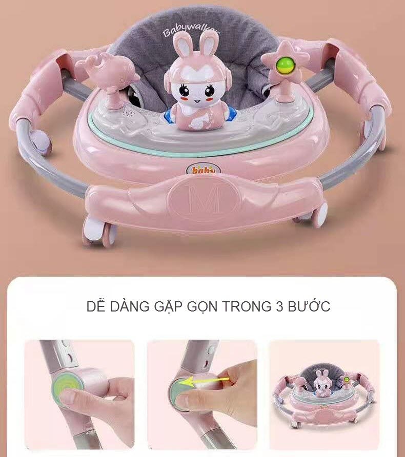 Xe tròn tập đi gập gọn 501 cho bé 6-18 tháng